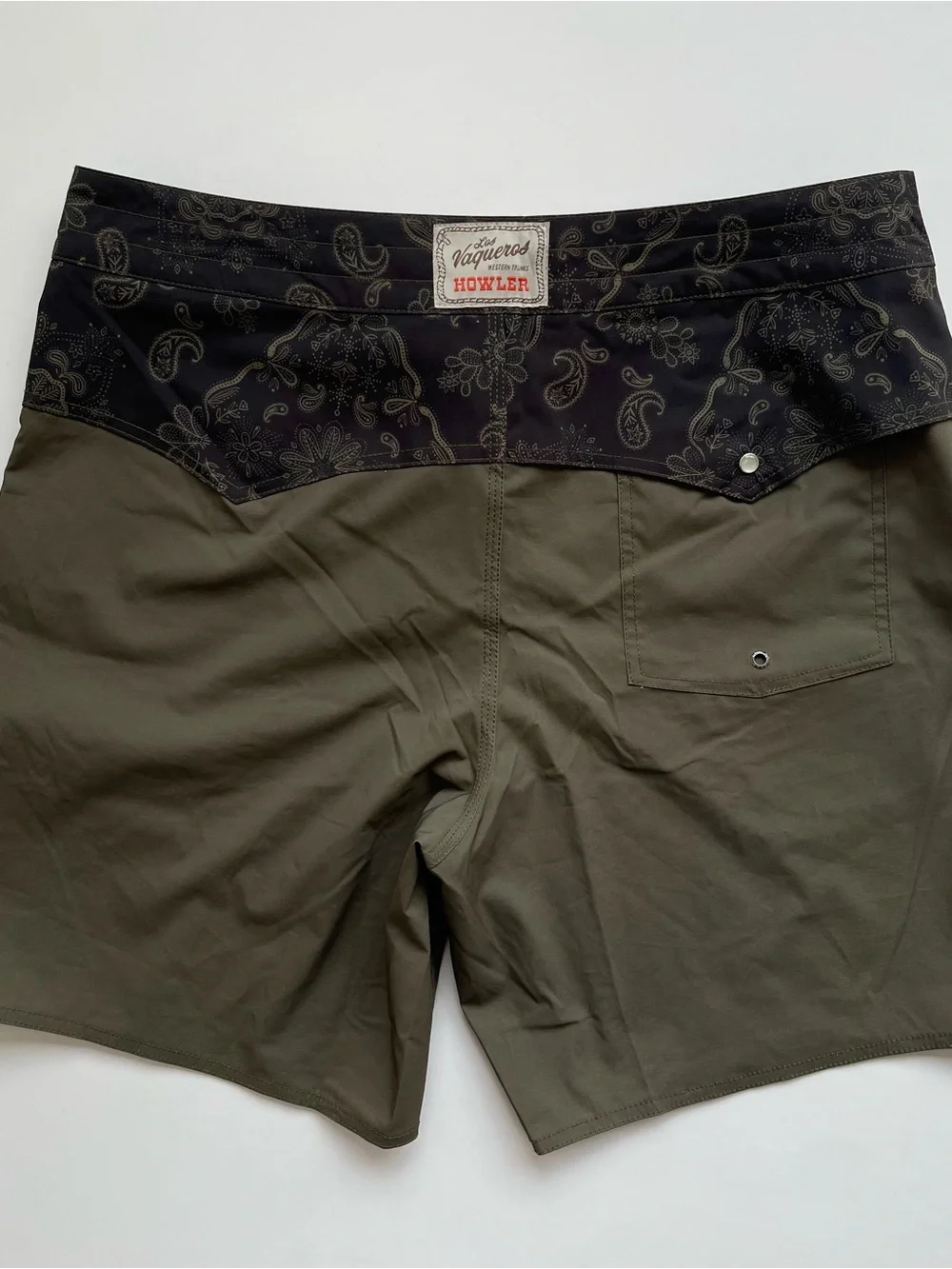 Howler Brothers Los Vaqueros Board Shorts, Bandana Dark Olive, Size 36